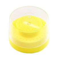 Подставка пластиковая Wuhan для боров, круглая,с прозрачной крышкой, 60 отверстий, жёлтая.
