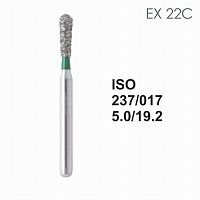 Бор алмазный MANI EX-22C по ISO 237, груша ,017 х 5.0 х 19.2 мм, зернистость C, 5 штук
