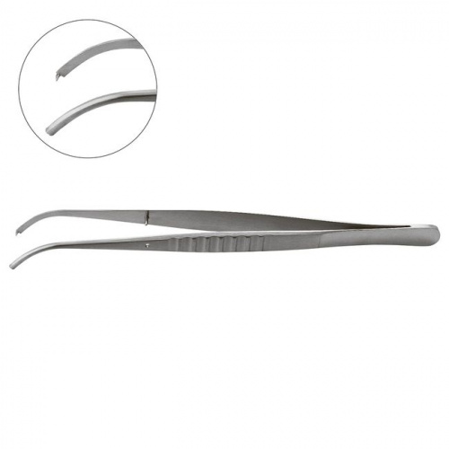 Пинцет стоматологический изогнутый с крючком Tissue plier ND with hook cvd., YDM (Япония) от Атридент