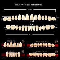 Зубы PX CROWN / EFUCERA, цвет A3,5, фасон T51/N42/30, полный гарнитур, 28шт. от Атридент