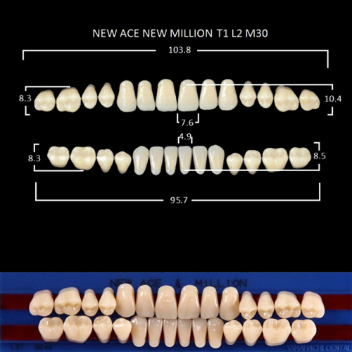 Зубы NEW ACE/NEW MILLION, цвет A2, фасон T1/L2/M30, полный гарнитур, 28шт. от Атридент