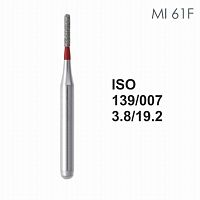 Бор алмазный MANI MI-61F по ISO 139, цилиндр ,007 х 3.8 х 19.2 мм, зернистость F, 5 штук