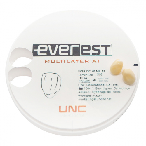 Диск циркониевый Everest Multilayer AT, многослойный, размер 98х25мм, оттенок C3, UNC Inc (Корея) от Атридент фото 3