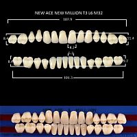 Зубы NEW ACE/NEW MILLION, цвет B1, фасон T3/L6/M32, полный гарнитур, 28шт. от Атридент