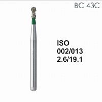 Бор алмазный MANI BC-43C по ISO 002, шар с воротником, 013 х 2.6 х 19.1 мм, зернистость C, 5 штук от Атридент