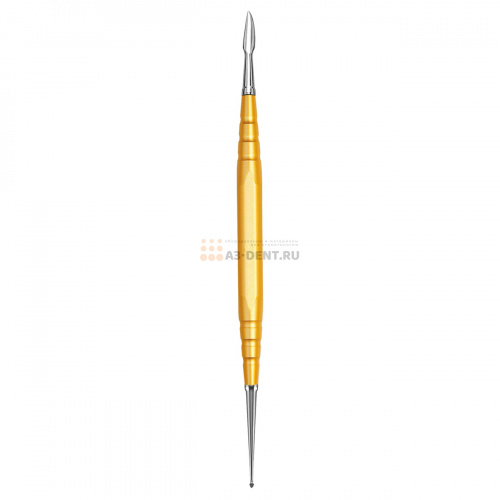 Резчик 07305 моделировочный зуботехнический двусторонний для работы с воском, ручка длиной 95 мм золотистая с рабочими частями A8, C1 фото 5