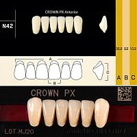 Зубы CROWN PX Anterior, цвет A2 фасон N42 композитные трёхслойные, 6шт.