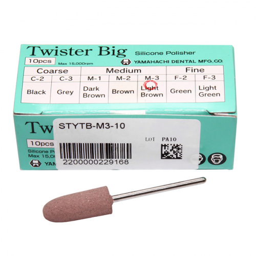 Силиконовый полир Twister Big  для обработки акрила, medium M-3, светло-коричневый, 10 шт. от Атридент