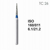 Бор алмазный MANI TC-26 по ISO 160, конус ,011 х 6.1 х 21.2 мм, зернистость S, 5 штук