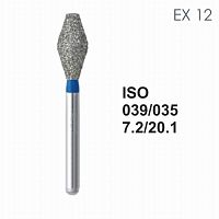Бор алмазный MANI EX-12 по ISO 039, дв.конус ,035 х 7.2 х 20.1 мм, зернистость S, 5 штук