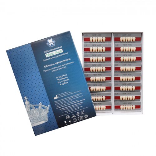 Зубы NEW ACE Anterior, цвет A3.5, фасон L2 акриловые двухслойные, 6 шт. от Атридент фото 4
