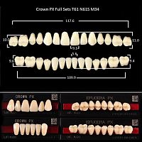 Зубы PX CROWN / EFUCERA, цвет A1, фасон T61/N61S/34, полный гарнитур, 28шт.