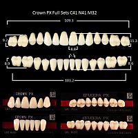Зубы PX CROWN / EFUCERA, цвет C1, фасон C41/N41/32, полный гарнитур, 28шт.