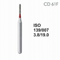 Бор алмазный MANI CD-61F по ISO 139, цилиндр,007 х 3.8 х 19.0 мм, зернистость F, 5 штук