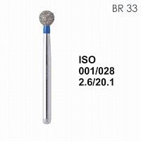 Бор алмазный MANI BR-33 по ISO 001, шар, 028 х 2.6 х 20.1 мм, зернистость S, 5 штук