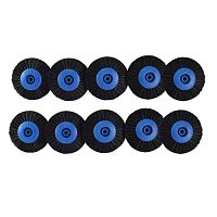 Щётка для шлифмотора натуральная чёрная жёсткая, 4-х рядная, диам 80мм (синий пластик), 10шт