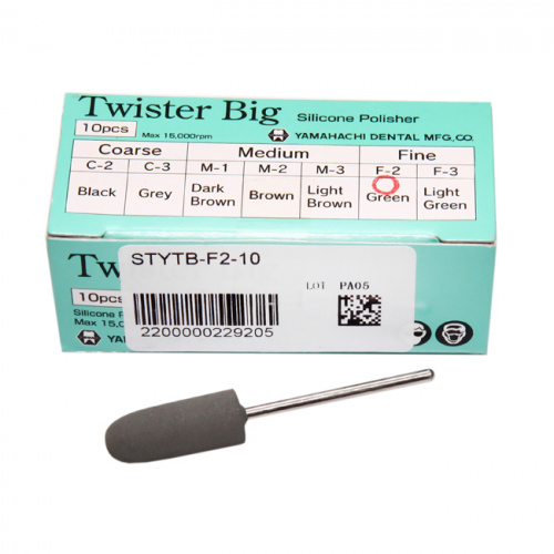 Силиконовый полир Twister Big для финишной обработки композитов, Fine F-2, зелёный, 10 шт. от Атридент
