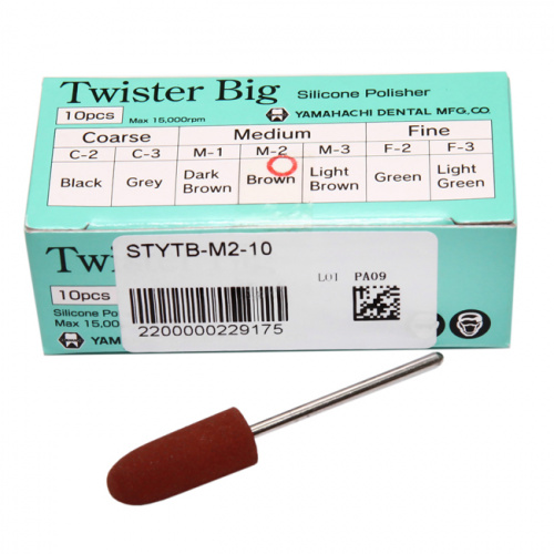 Силиконовый полир Twister Big  для обработки композитов , medium M-2, коричневый, 10 шт. от Атридент