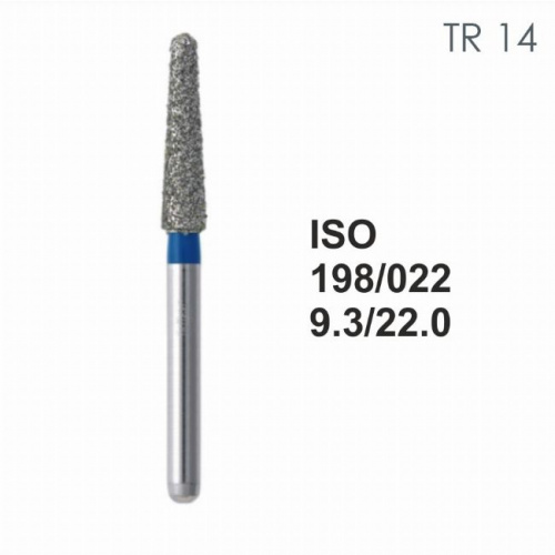 Бор алмазный MANI TR-14 по ISO 198, конус ,022 х 9.3 х 22.0 мм, зернистость S, 5 штук от Атридент