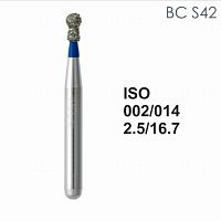 Бор алмазный MANI BC-S42 по ISO 002, шар с воротником, 014 х 2,5 х 16,7 мм, зернистость S, 5 штук