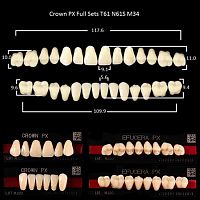 Зубы PX CROWN / EFUCERA, цвет A2, фасон T61/N61S/34, полный гарнитур, 28шт. от Атридент