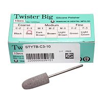 Силиконовый полир Twister Big  для грубой обработки акрила, coarse C-3, серый, 10 шт. от Атридент