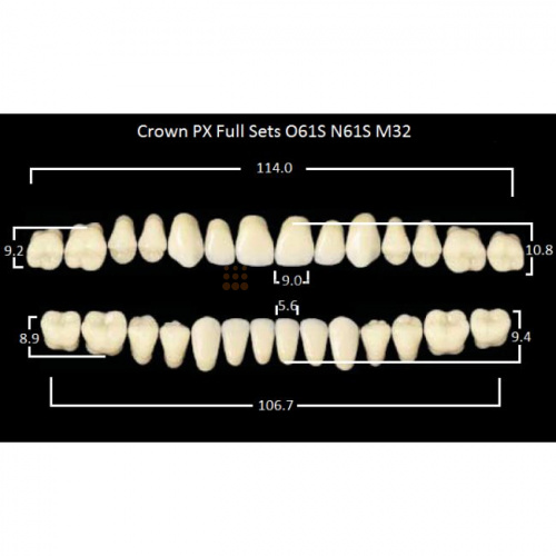 Зубы PX CROWN / EFUCERA, цвет A2, фасон O61S/N61S/32, полный гарнитур, 28шт. фото 2