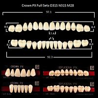 Зубы PX CROWN / EFUCERA, цвет B2, фасон O31S/N31S/28, полный гарнитур, 28шт.