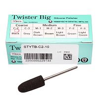 Силиконовый полир Twister Big  для грубой обработки композитов, coarse C-2, чёрный, 10 шт. от Атридент