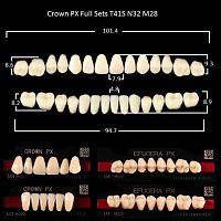 Зубы PX CROWN / EFUCERA, цвет A3,5, фасон T41S/N42/28, полный гарнитур, 28шт.