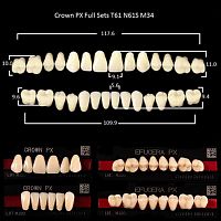 Зубы PX CROWN / EFUCERA, цвет A2, фасон T61/N61S/34, полный гарнитур, 28шт.