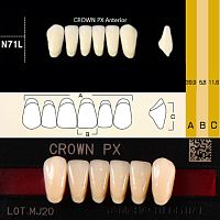 Зубы CROWN PX Anterior, цвет D3 фасон N71L композитные трёхслойные, 6шт.