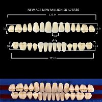 Зубы NEW ACE/NEW MILLION, цвет A4, фасон S8/L7/M36, полный гарнитур, 28шт.