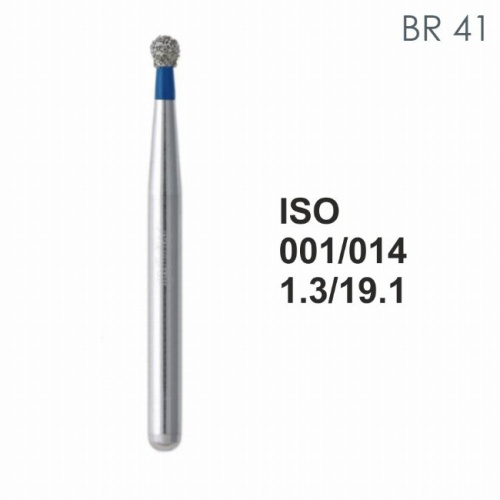 Бор алмазный MANI BR-41 по ISO 001, шар, 014 х 1.3 х 19.1 мм, зернистость S, 5 штук
