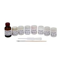 Набор красителей для акриловой пластмассы Re-fine Bright, 3 цвета по 6 г, 4 цвета по 3 г + жидкость 25 мл.