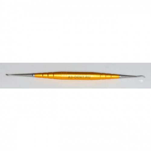 Резчик 07305 моделировочный зуботехнический двусторонний для работы с воском, ручка длиной 95 мм золотистая с рабочими частями AT2 B3, B4 фото 2