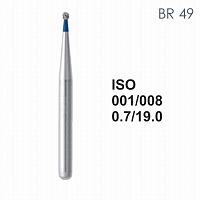 Бор алмазный MANI BR-49 по ISO 001, шар, 008 х 0.7 х 19.0 мм, зернистость S, 5 штук