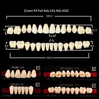 Зубы PX CROWN / EFUCERA, цвет A3, фасон C41/N41/32, полный гарнитур, 28шт.