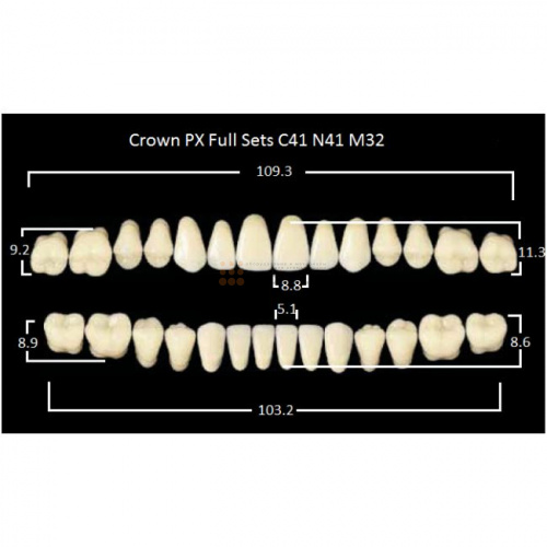 Зубы PX CROWN / EFUCERA, цвет A4, фасон C41/N41/32, полный гарнитур, 28шт. фото 2