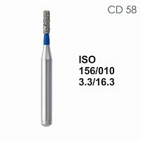 Бор алмазный MANI CD-58 по ISO 156, цилиндр,010 х 3.3 х 16.3 мм, зернистость S, 5 штук от Атридент