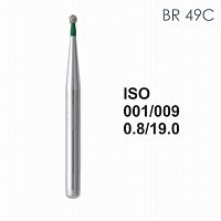 Бор алмазный MANI BR-49C по ISO 001, шар, 009 х 0.8 х 19.0 мм, зернистость C, 5 штук