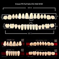 Зубы PX CROWN / EFUCERA, цвет C1, фасон C51/N42/30, полный гарнитур, 28шт. от Атридент