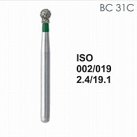 Бор алмазный MANI BC-31C по ISO 002, шар с воротником, 019 х 2.4 х 19.1 мм, зернистость C, 5 штук
