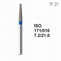 Бор алмазный MANI TF-21 по ISO 171, конус ,016 х 7.2 х 21.0 мм, зернистость S, 5 штук