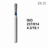 Бор алмазный MANI EX-31 по ISO 237, груша ,014 х 4.3 х 19.1 мм, зернистость S, 5 штук от Атридент