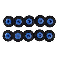 Щётка для шлифмотора натуральная чёрная жёсткая, 4-х рядная, диам 80мм (синий пластик), 10шт