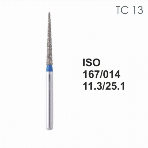 Бор алмазный MANI TC-13 по ISO 167, конус ,014 х 11.3 х 25.1 мм, зернистость S, 5 штук от Атридент