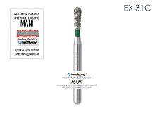 Бор алмазный MANI EX-31C по ISO 239, груша ,015 х 4.3 х 19.1 мм, зернистость C, 5 штук