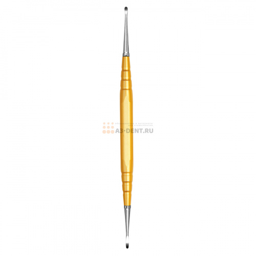 Резчик 07305 моделировочный зуботехнический двусторонний для работы с воском, ручка длиной 95 мм золотистая с рабочими частями AT2 B3, B4 фото 6