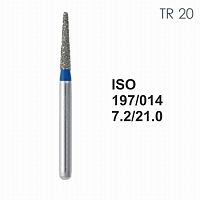 Бор алмазный MANI TR-20 по ISO 197, конус ,014 х 7.2 х 21.0 мм, зернистость S, 5 штук